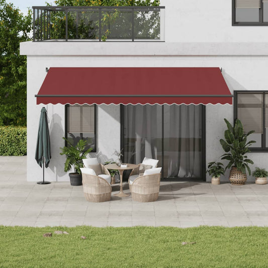 vidaXL Manual Retractable Awning with LEDs Burgundy 500x350 cm