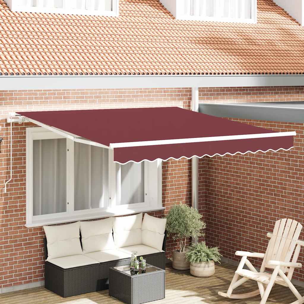 Manual Awning 3 x 2.5 m Burgundy 100% Polyester