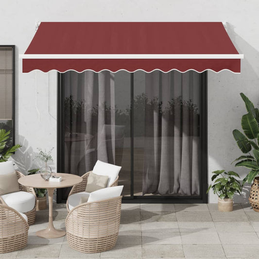 vidaXL Manual Retractable Awning Burgundy 300x250 cm