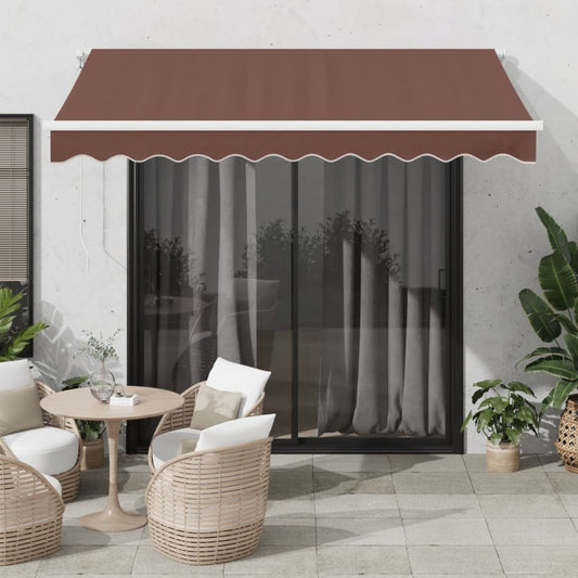 vidaXL Manual Retractable Awning with LED Brown 300x250 cm