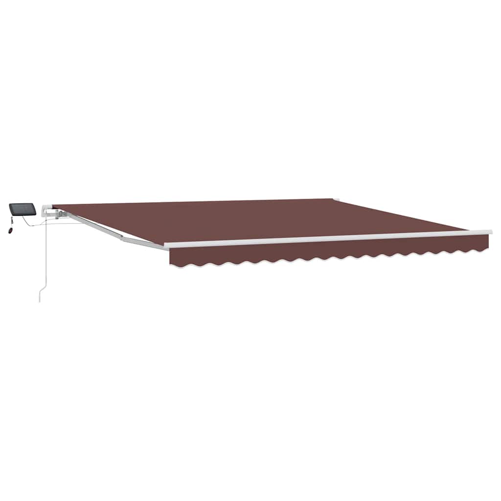 Manual Retractable Awning with LED Brown 400x300 cm