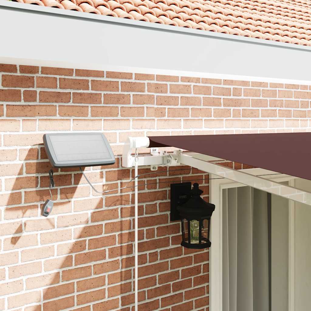 Manual Retractable Awning with LED Brown 400x300 cm