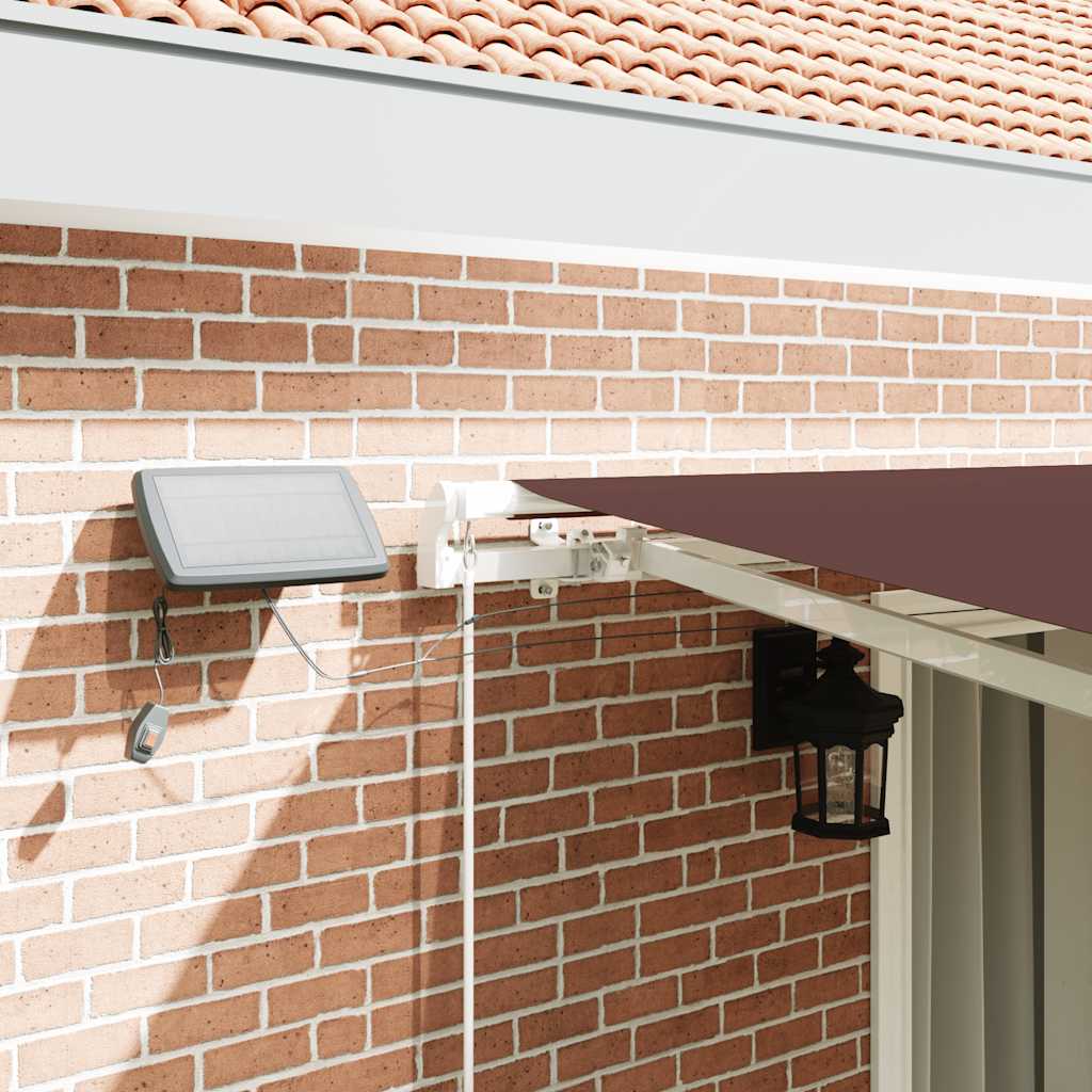 Manual Retractable Awning with LED Brown 450x300 cm