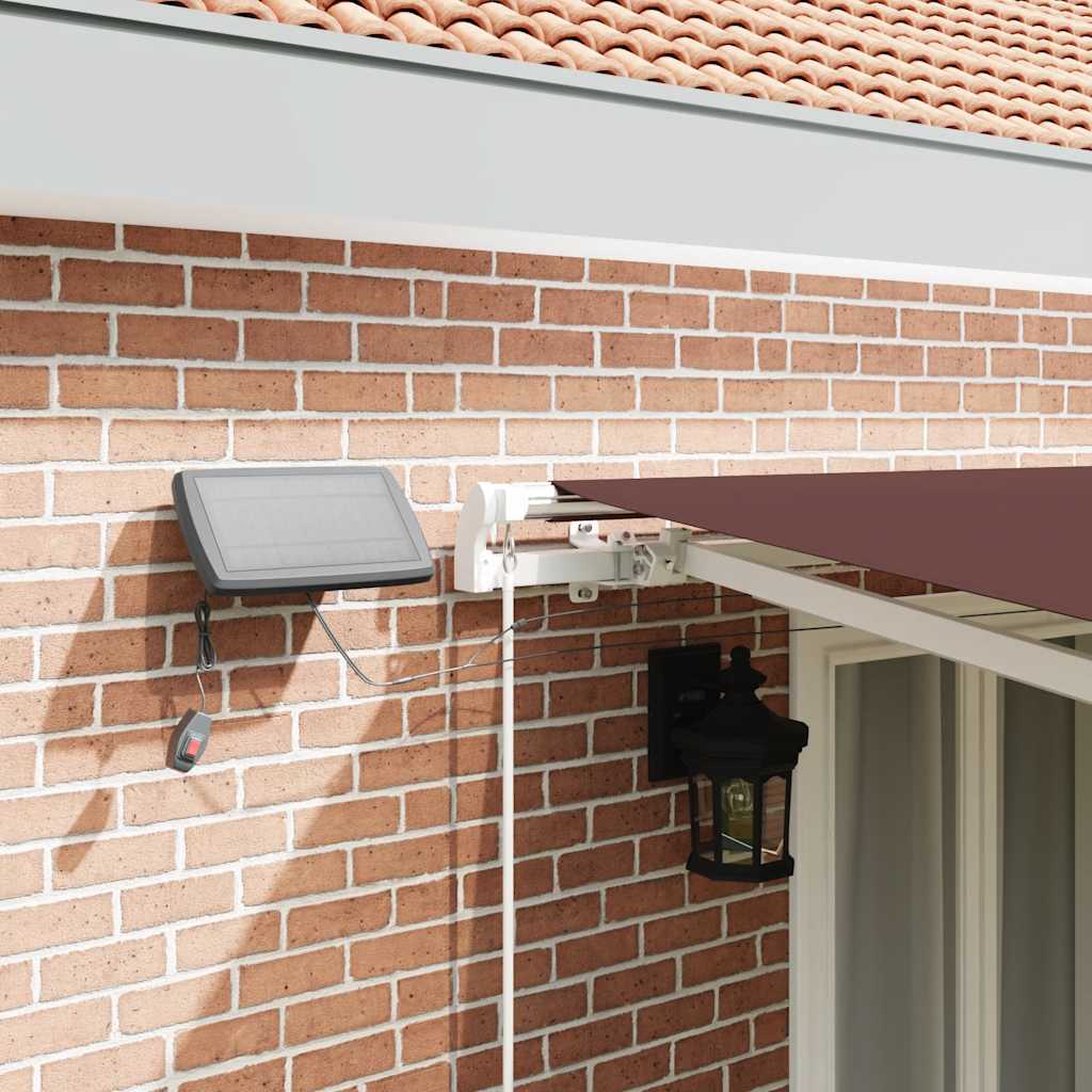 Manual Retractable Awning with LED Brown 500x300 cm
