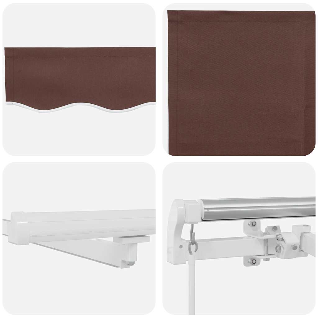 Manual Retractable Awning with LED Brown 500x300 cm