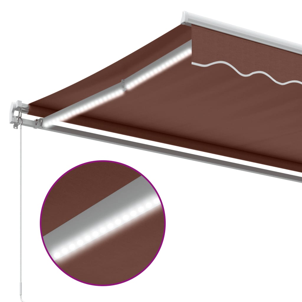 Manual Retractable Awning with LED Brown 600x350 cm