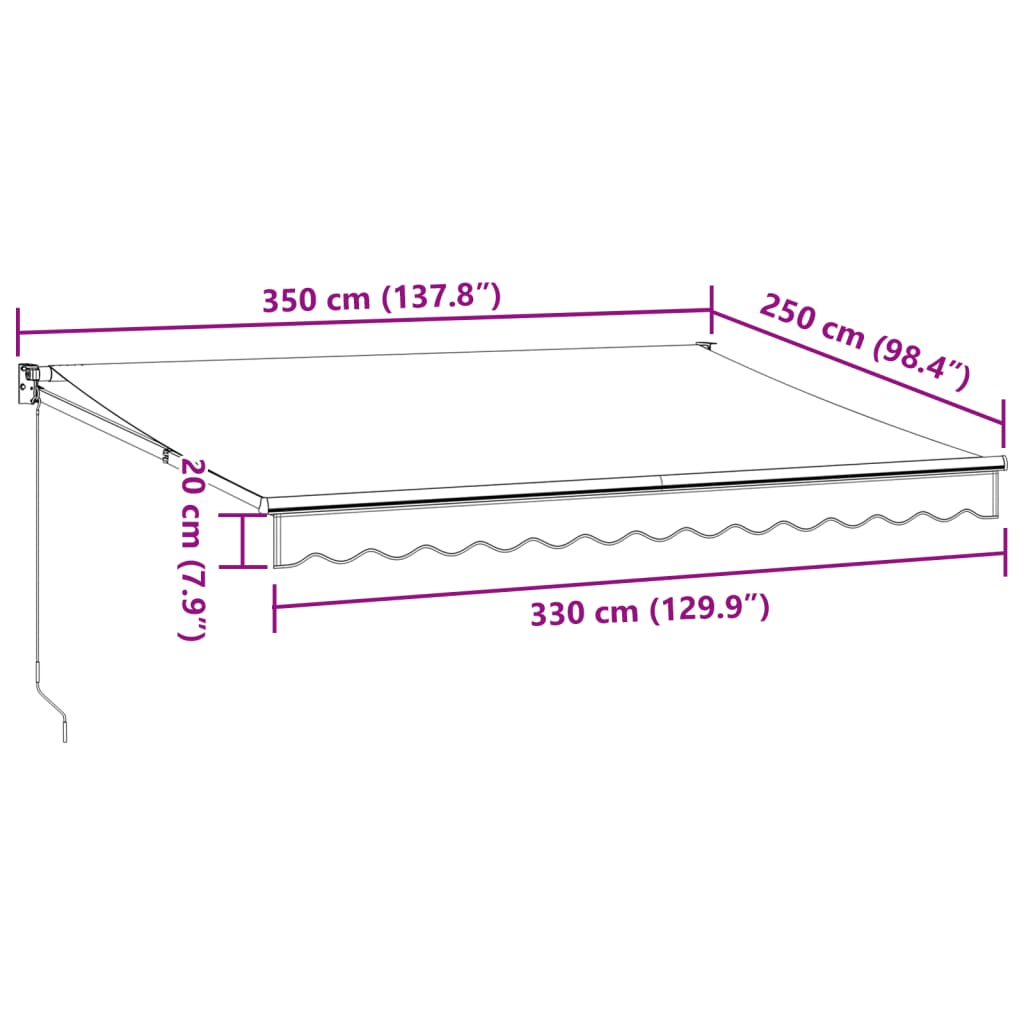 vidaXL Manual Retractable Awning Brown 350x250 cm