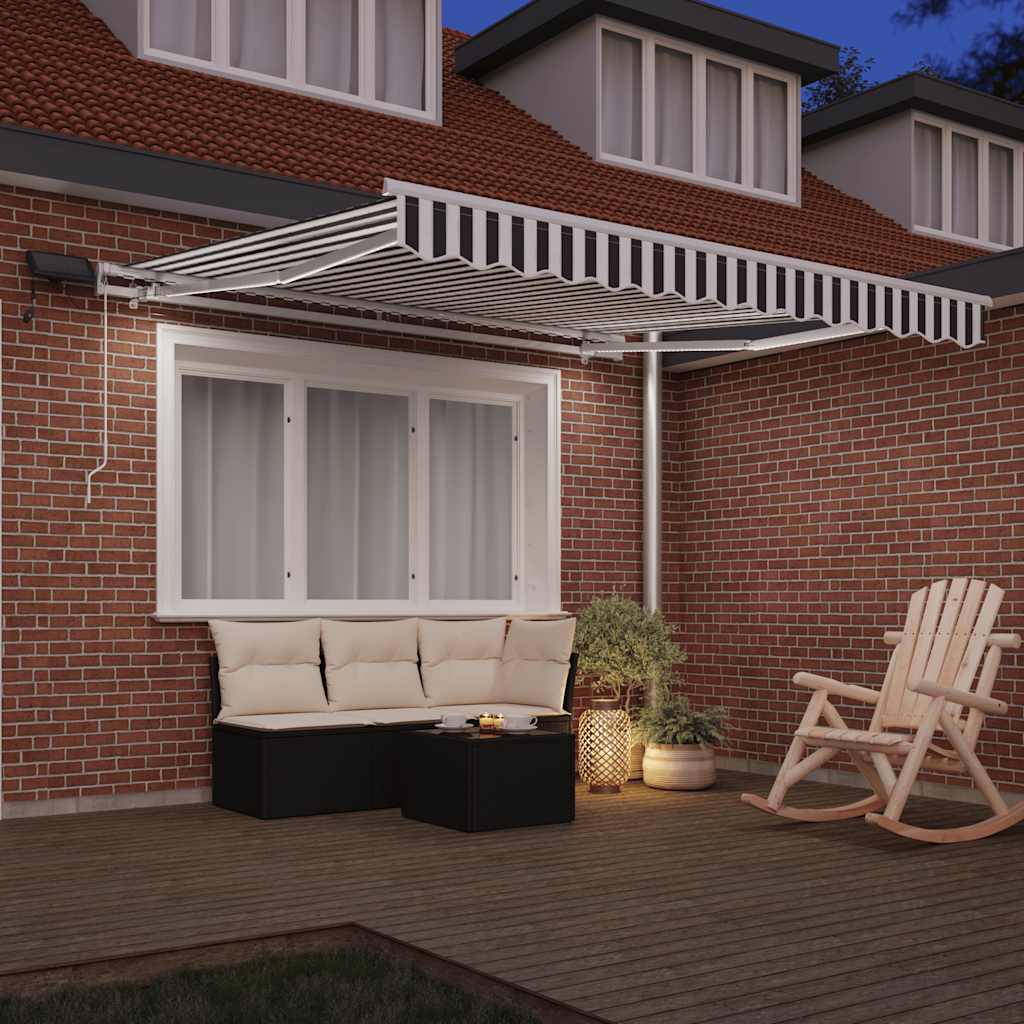 Manual Retractable Awning with LED Anthracite&White 300x250 cm