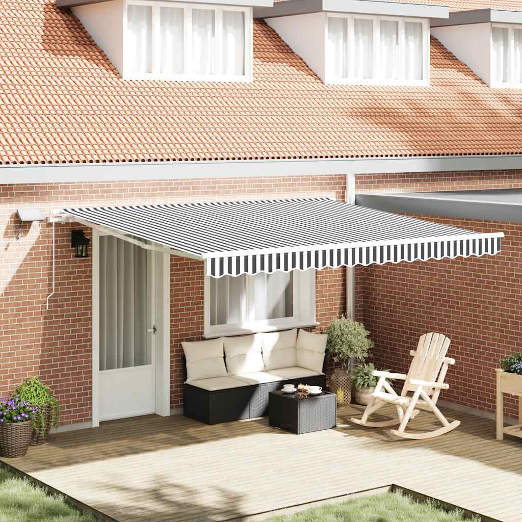 Manual Retractable Awning with LED Anthracite&White 400x300 cm