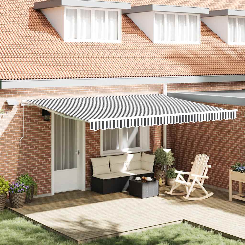 Manual Retractable Awning with LED Anthracite&White 450x300 cm