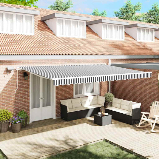 Manual Retractable Awning with LED Anthracite&White 500x300 cm