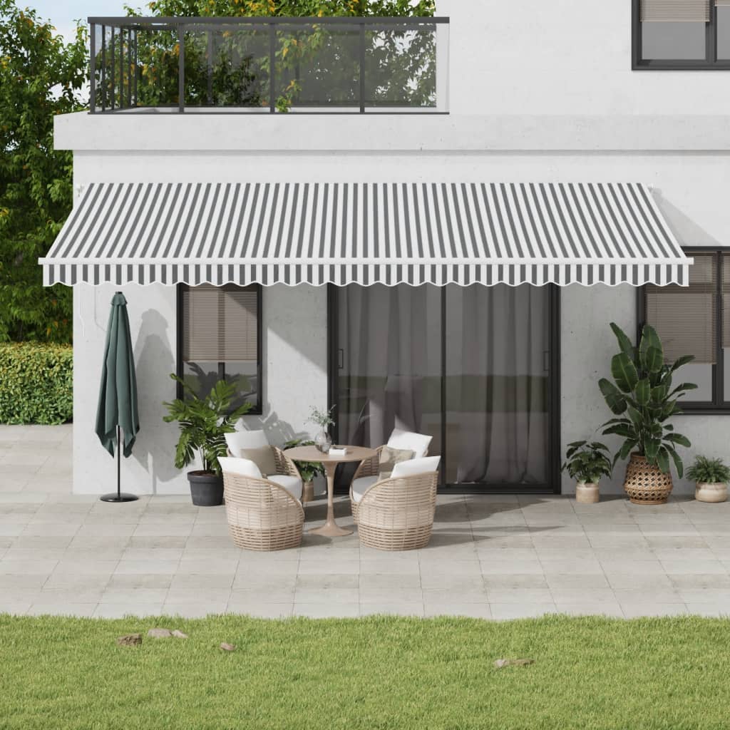 Manual Retractable Awning Anthracite&White 600x350 cm