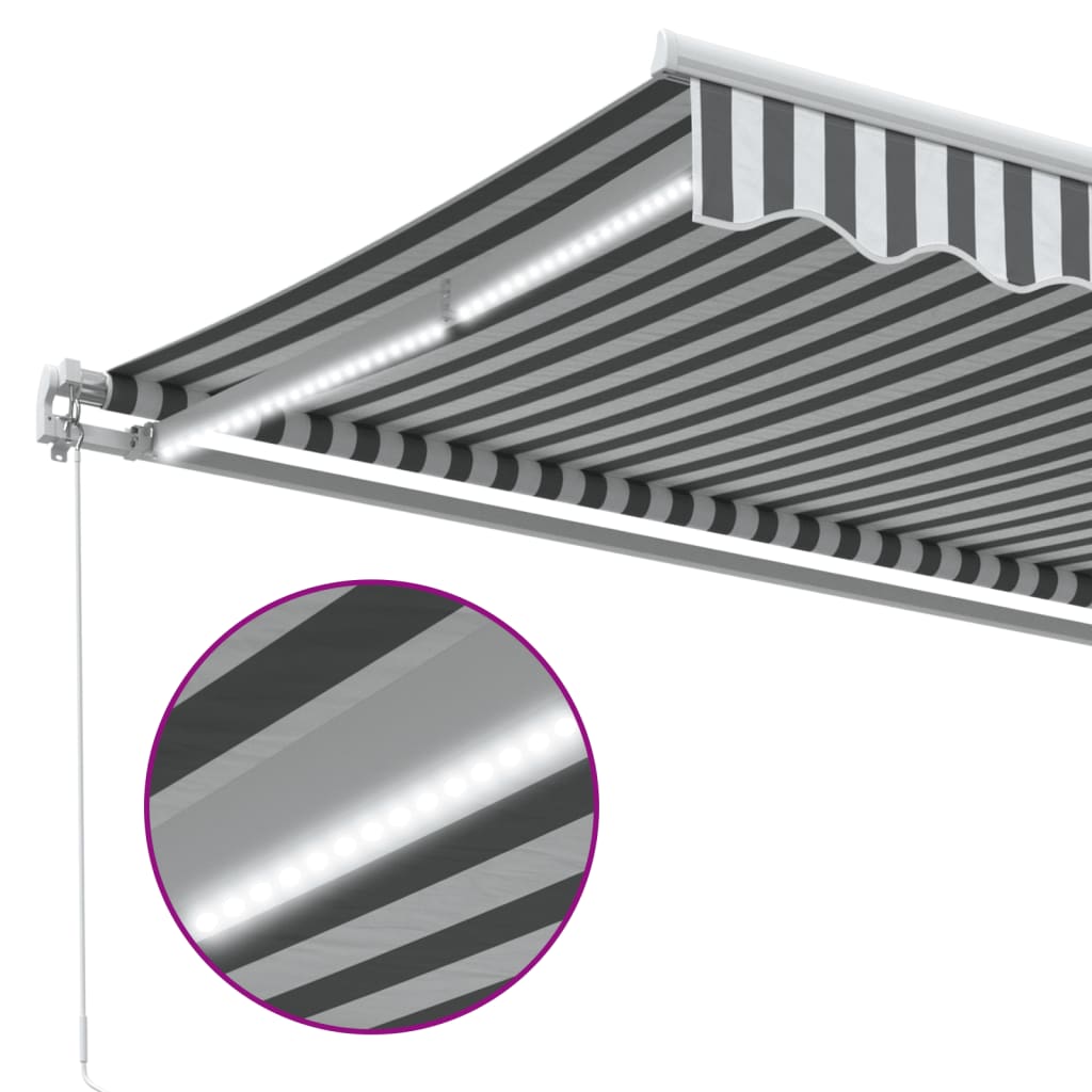 Manual Retractable Awning with LED Anthracite&White 600x350 cm