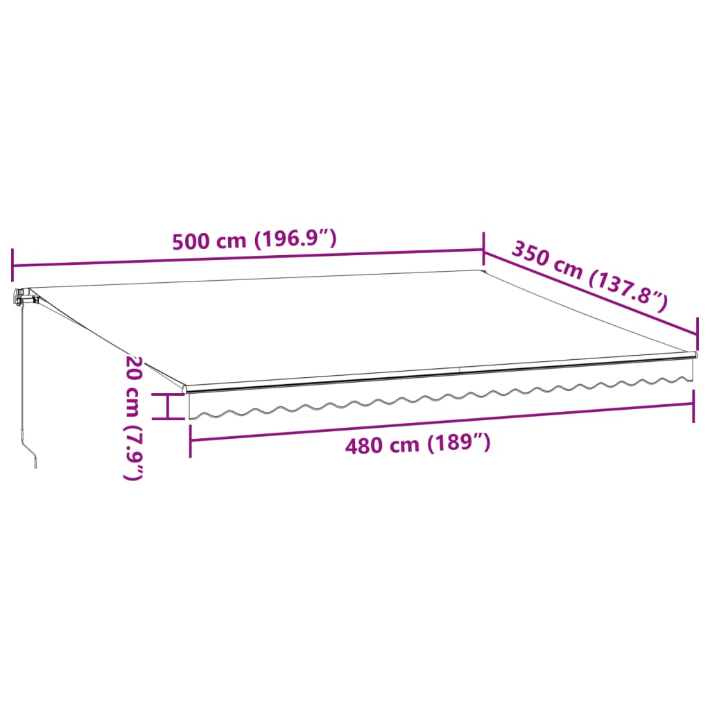 Manual Retractable Awning Anthracite and White 500x350 cm