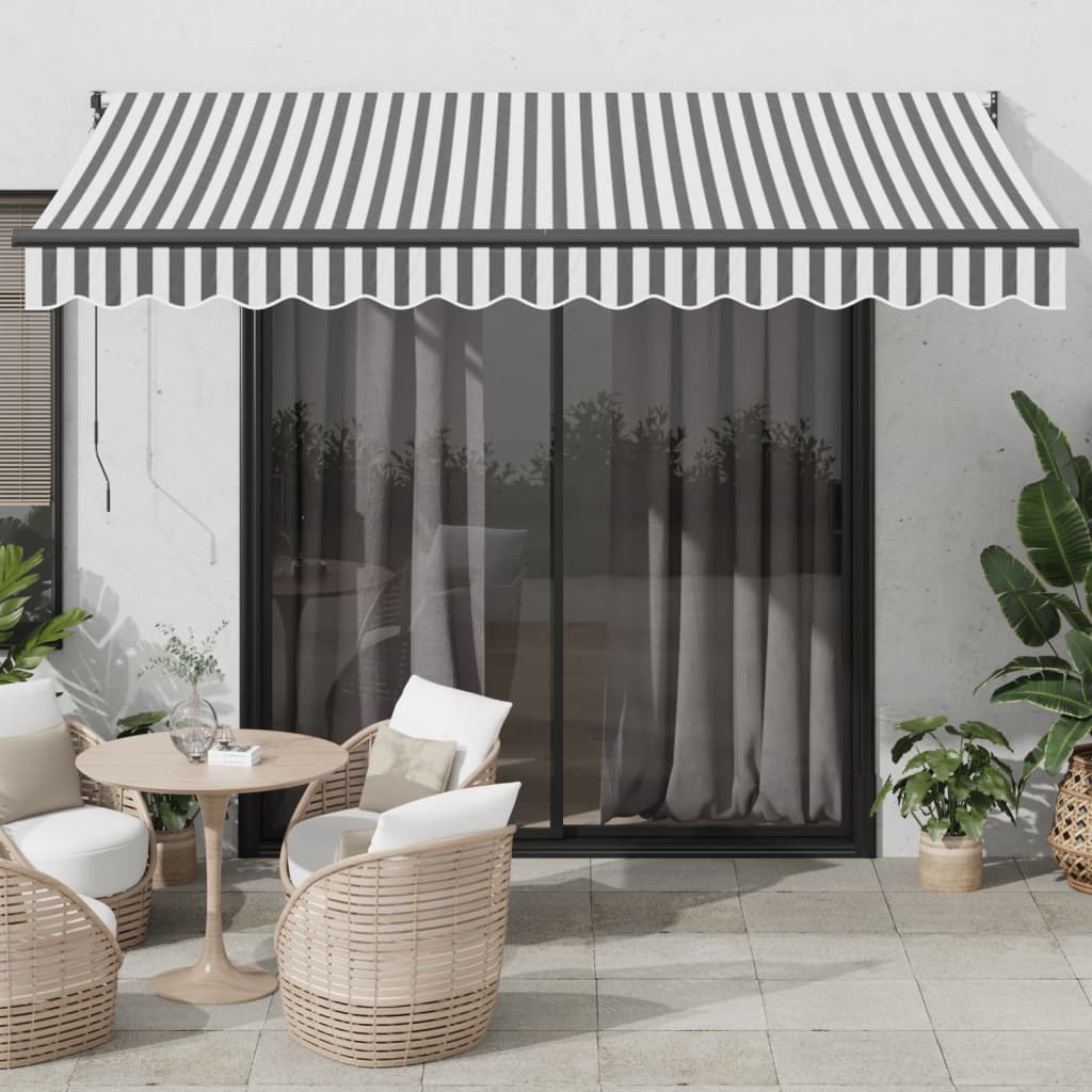 vidaXL Retractable Awning Anthracite and White 3.5x2.5 m Fabric&Aluminium