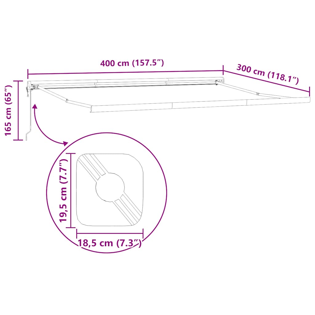 vidaXL Retractable Awning Anthracite and White 4x3 m Fabric&Aluminium