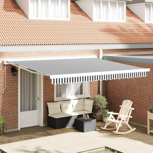 vidaXL Retractable Awning Anthracite and White 4x3 m Fabric&Aluminium