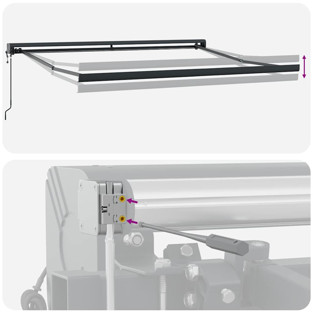 vidaXL Retractable Awning Anthracite and White 3x2.5 m Fabric&Aluminium