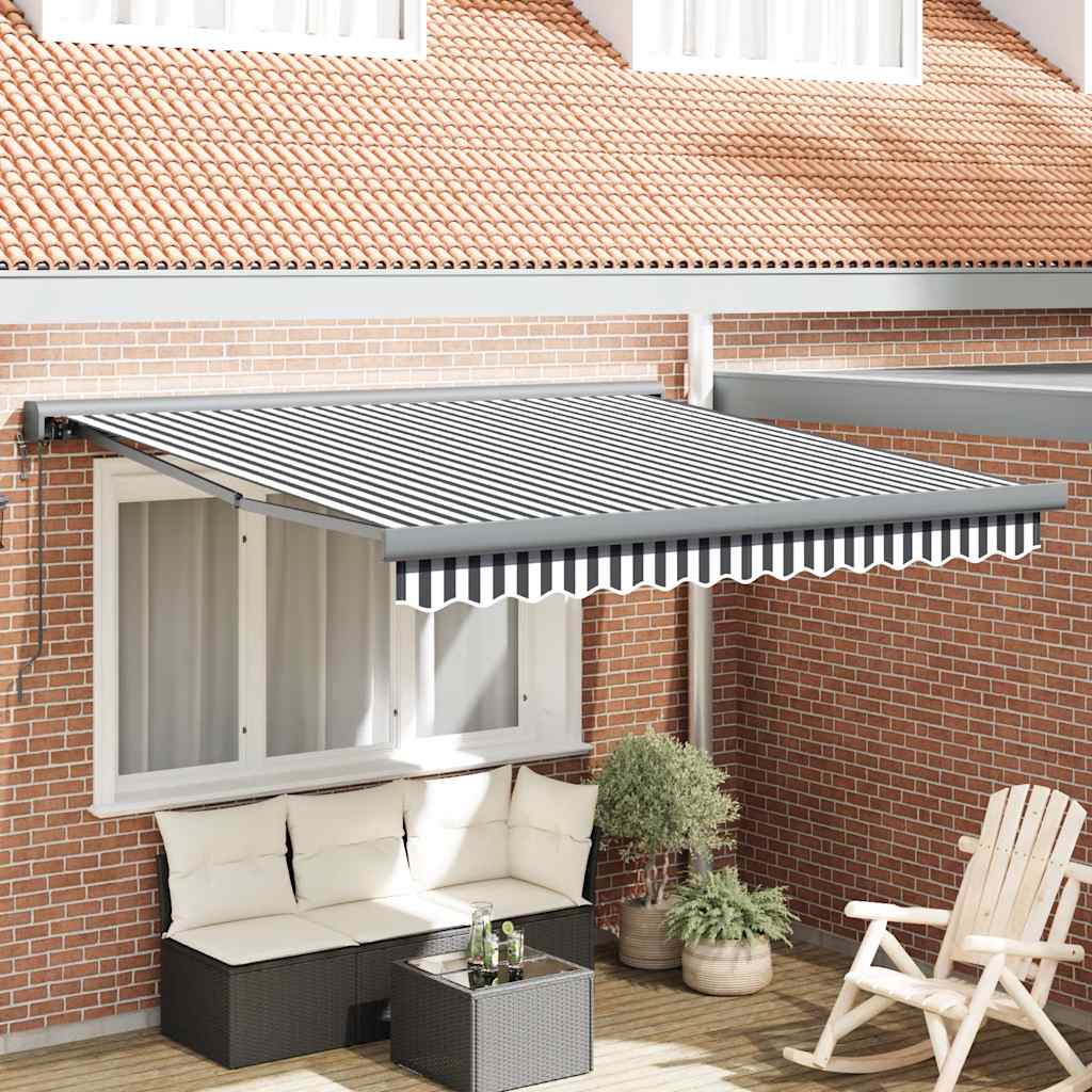 vidaXL Retractable Awning Anthracite and White 3x2.5 m Fabric&Aluminium