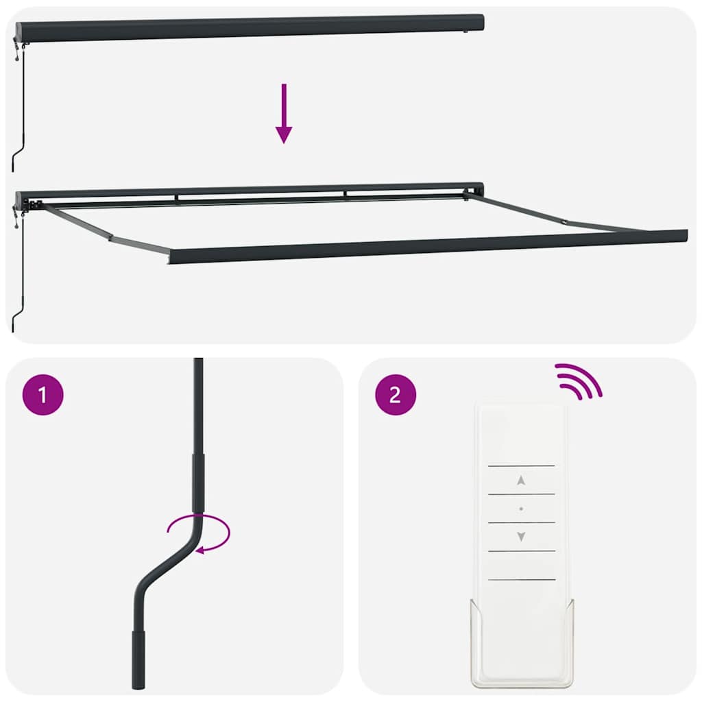 vidaXL Retractable Awning Anthracite and White 4x3 m Fabric&Aluminium