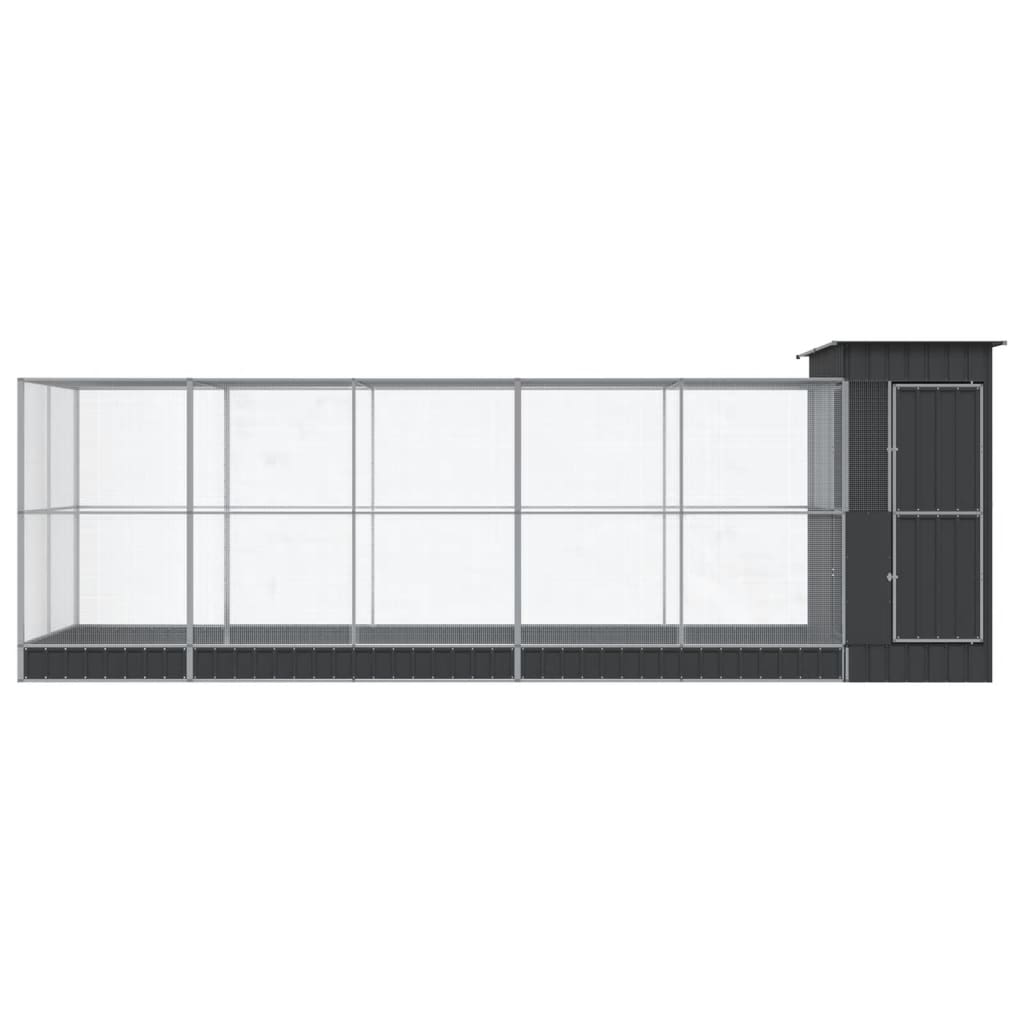 Aviary with Extension Silver 623x203x216 cm Steel