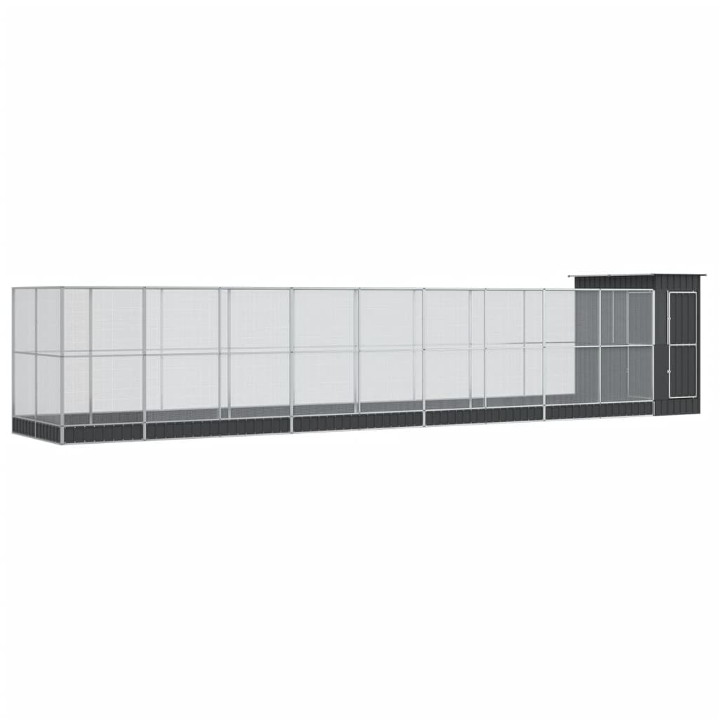 Aviary with Extension Silver 1037x203x216 cm Steel
