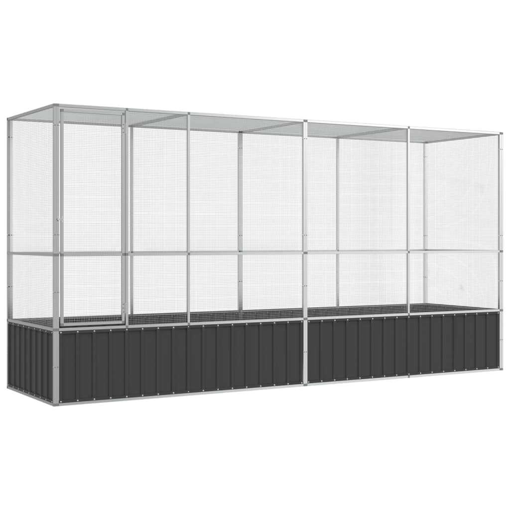 vidaXL Aviary with Extension Silver 418.5x107x212 cm Steel