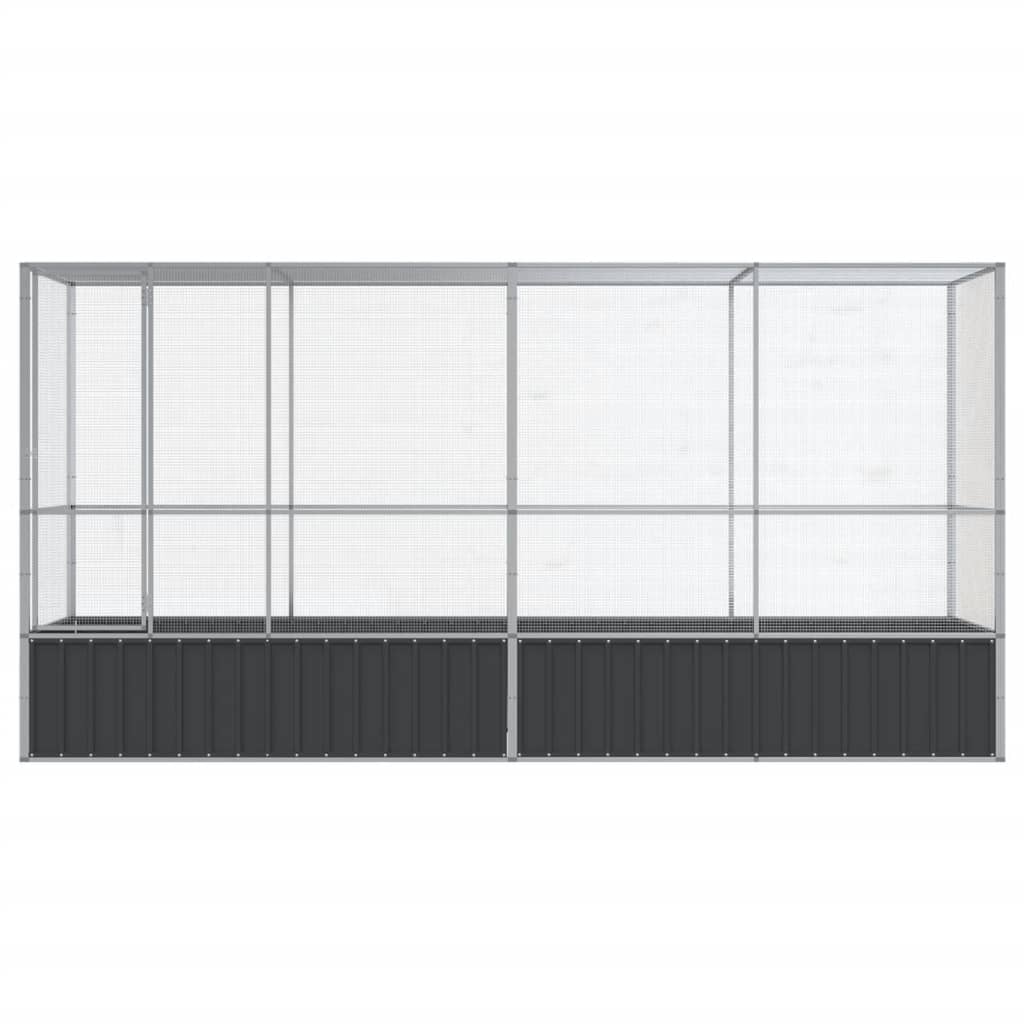 vidaXL Aviary with Extension Silver 418.5x107x212 cm Steel