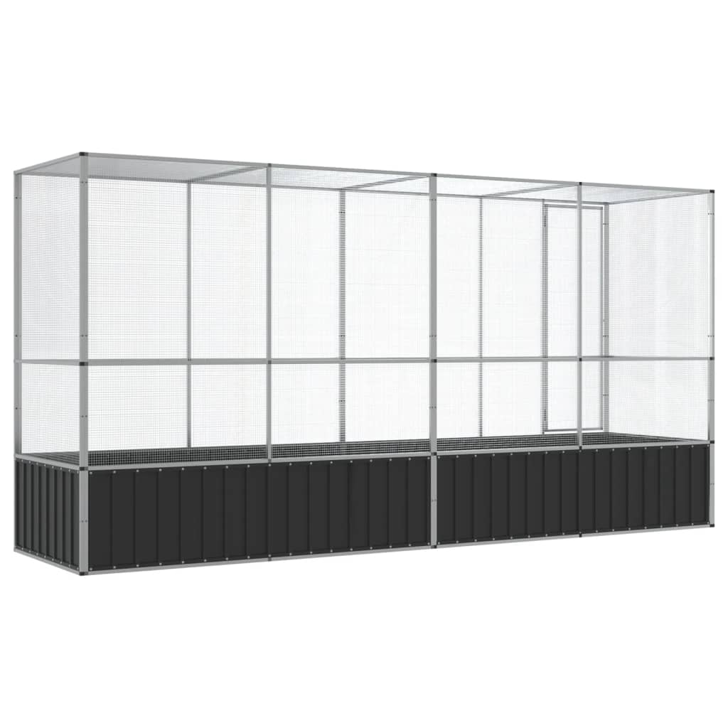 vidaXL Aviary with Extension Silver 418.5x107x212 cm Steel