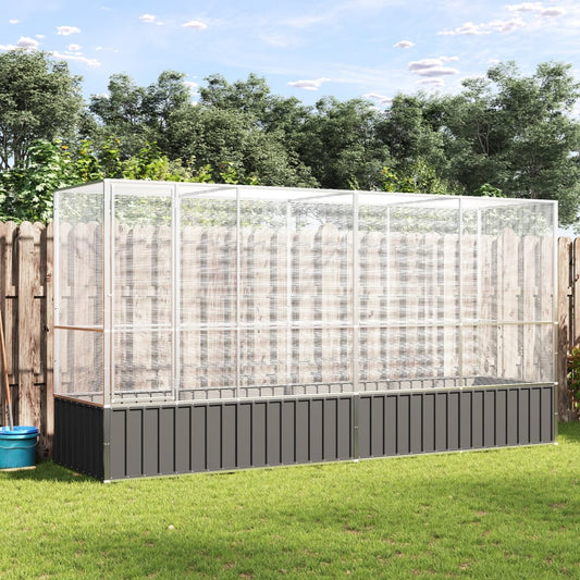 vidaXL Aviary with Extension Silver 418.5x107x212 cm Steel