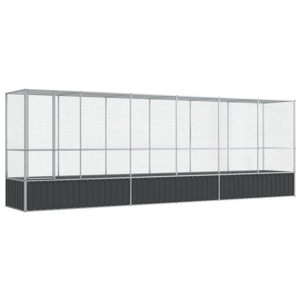 Aviary with Extension Silver 626.5x107x212 cm Steel