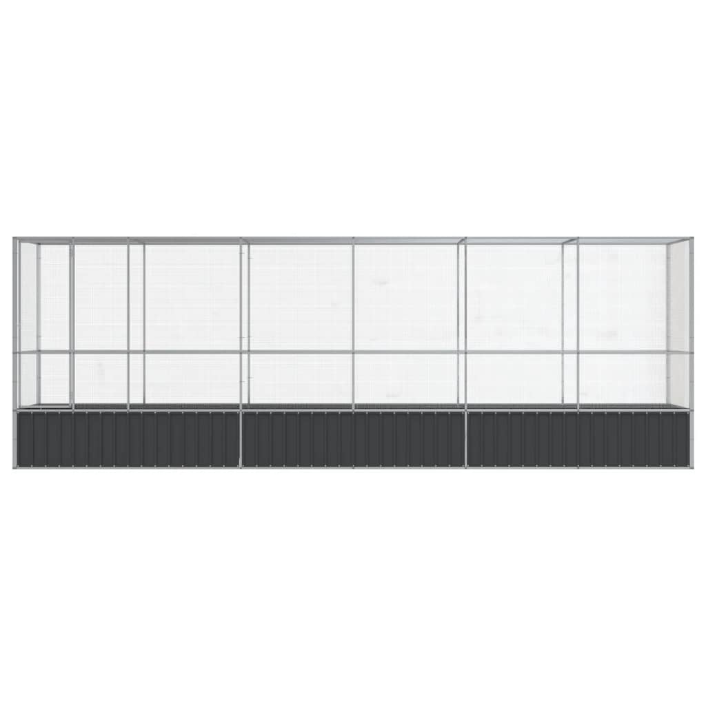 Aviary with Extension Silver 626.5x107x212 cm Steel