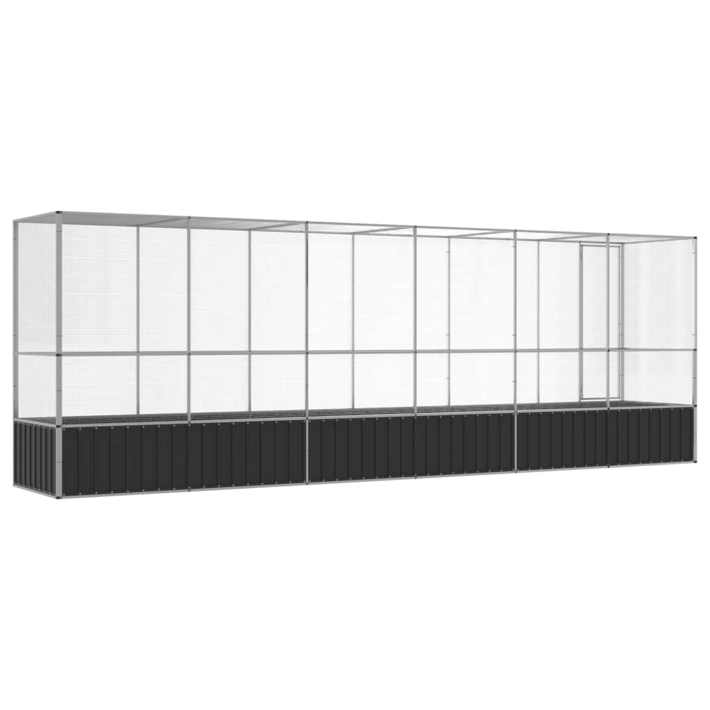 Aviary with Extension Silver 626.5x107x212 cm Steel