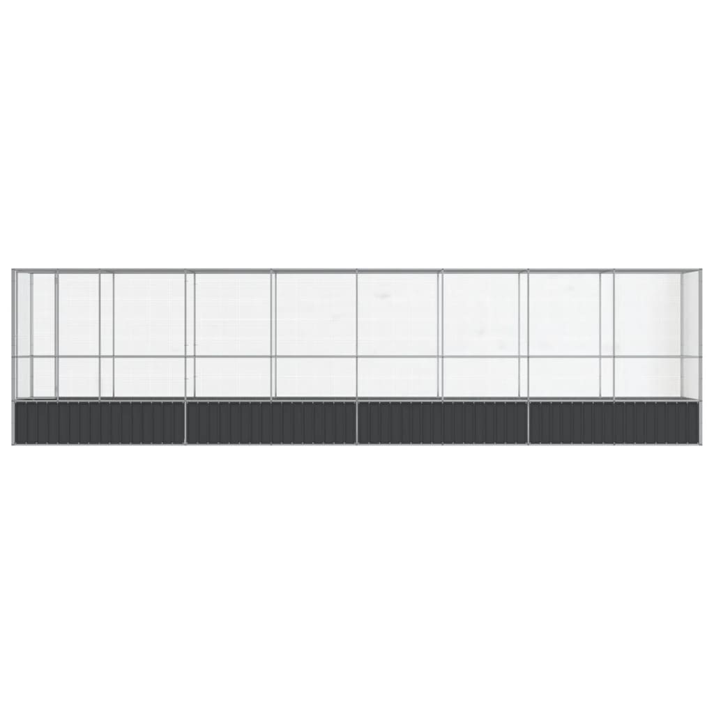 vidaXL Aviary with Extension Silver 834.5x107x212 cm Steel