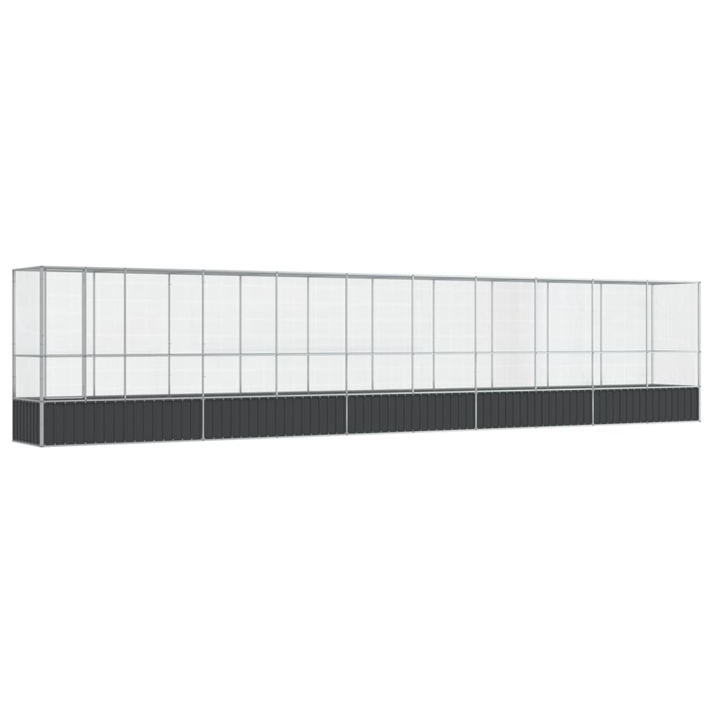 vidaXL Aviary with Extension Silver 1042.5x107x212 cm Steel