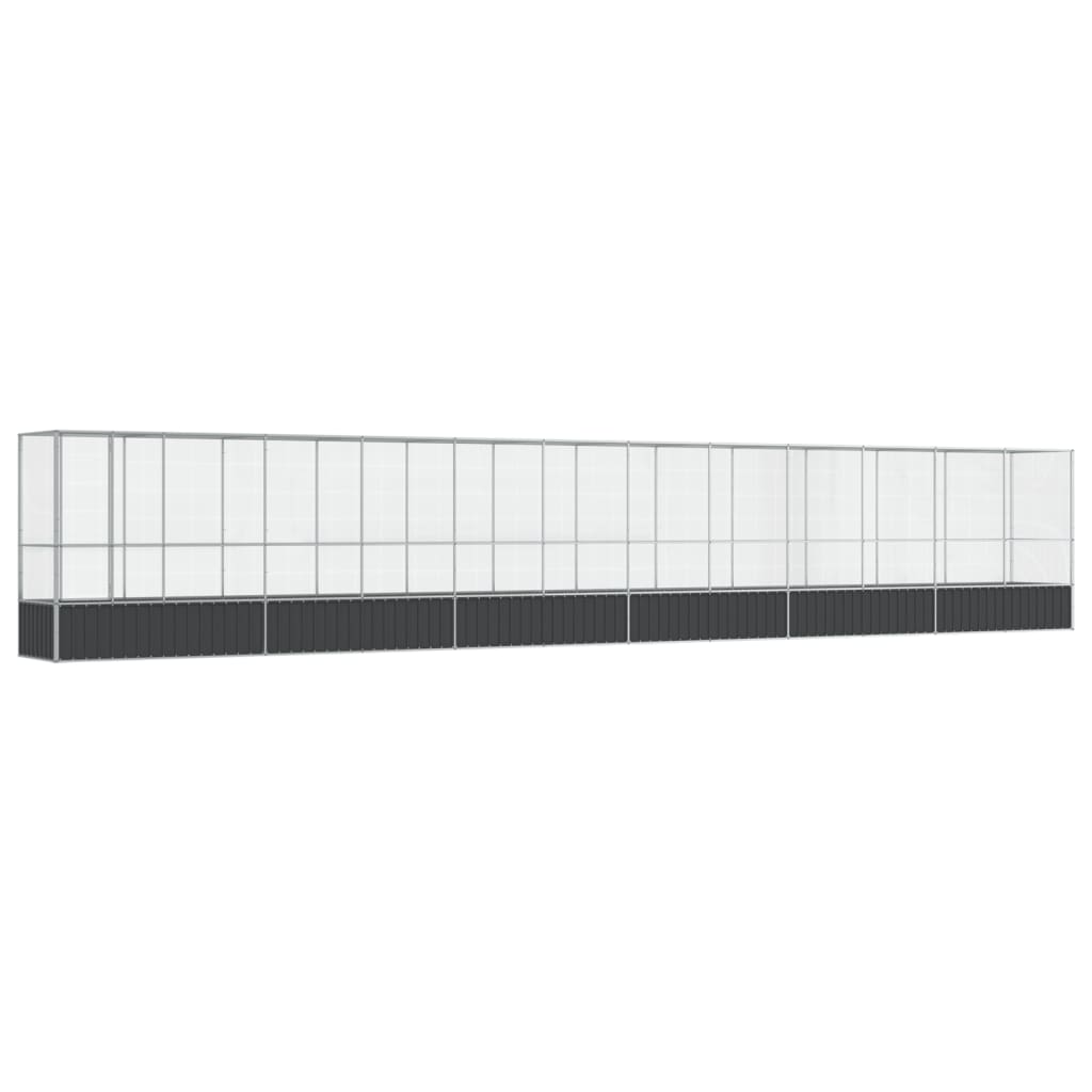 Aviary with Extension Silver 1250.5x107x212 cm Steel