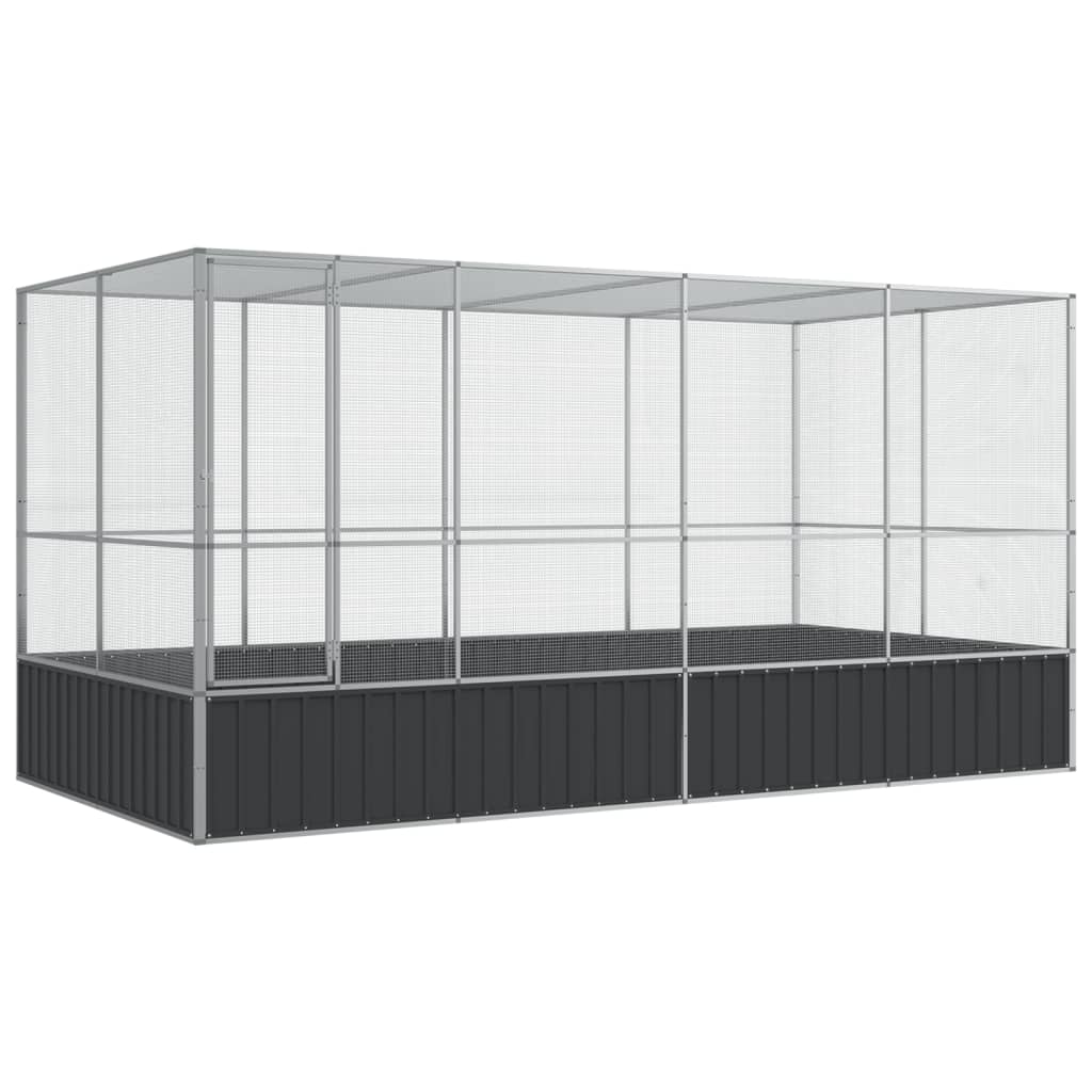 vidaXL Aviary with Extension Silver 418x207x212 cm Steel