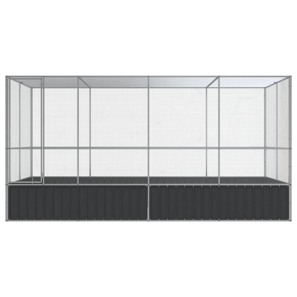 vidaXL Aviary with Extension Silver 418x207x212 cm Steel