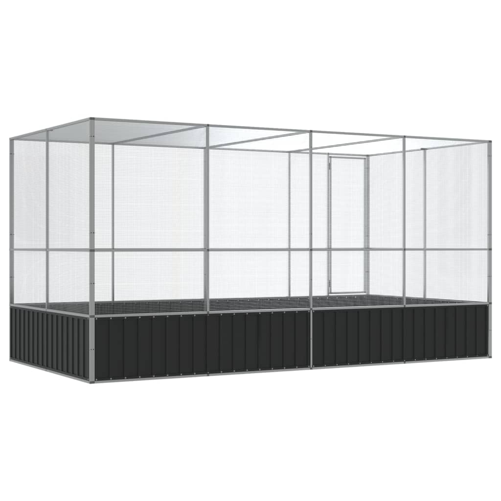 vidaXL Aviary with Extension Silver 418x207x212 cm Steel