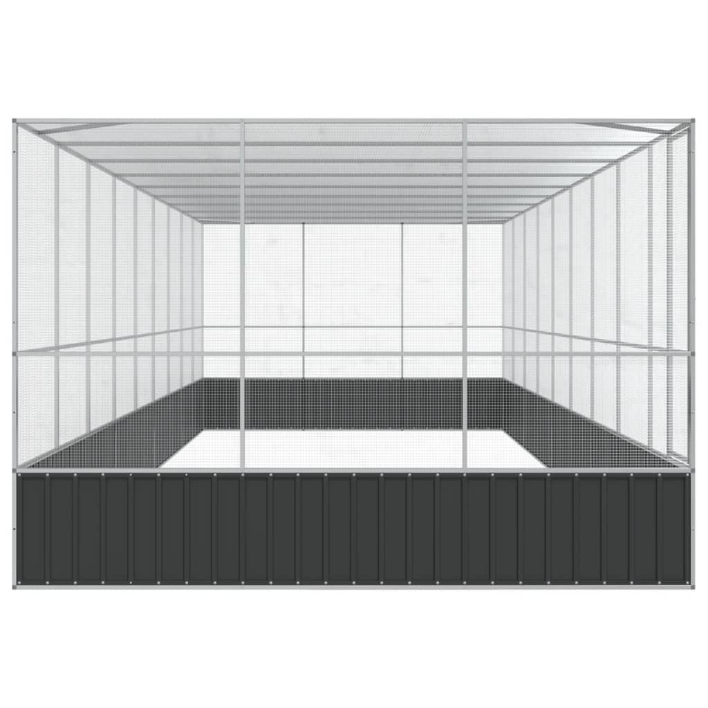 vidaXL Aviary with Extension Silver 932x307x212 cm Steel