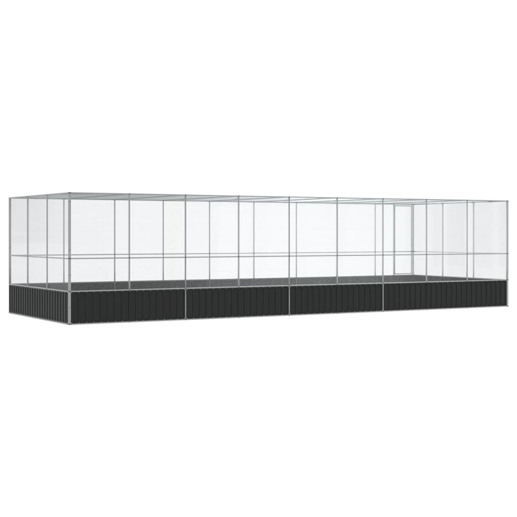 vidaXL Aviary with Extension Silver 932x307x212 cm Steel