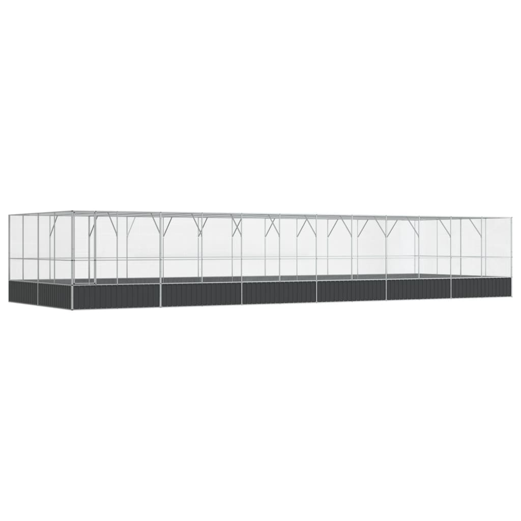 vidaXL Aviary with Extension Silver 1246x414x212 cm Steel