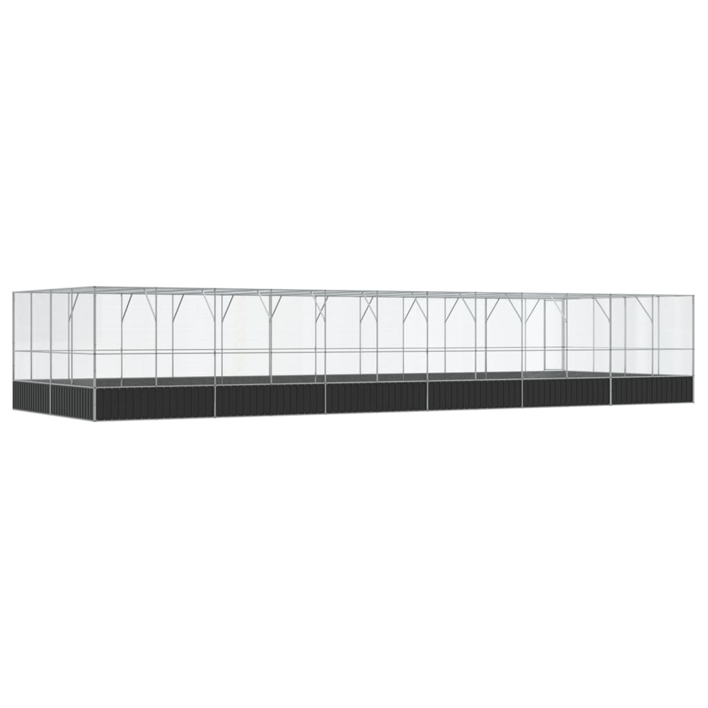 vidaXL Aviary with Extension Silver 1246x414x212 cm Steel