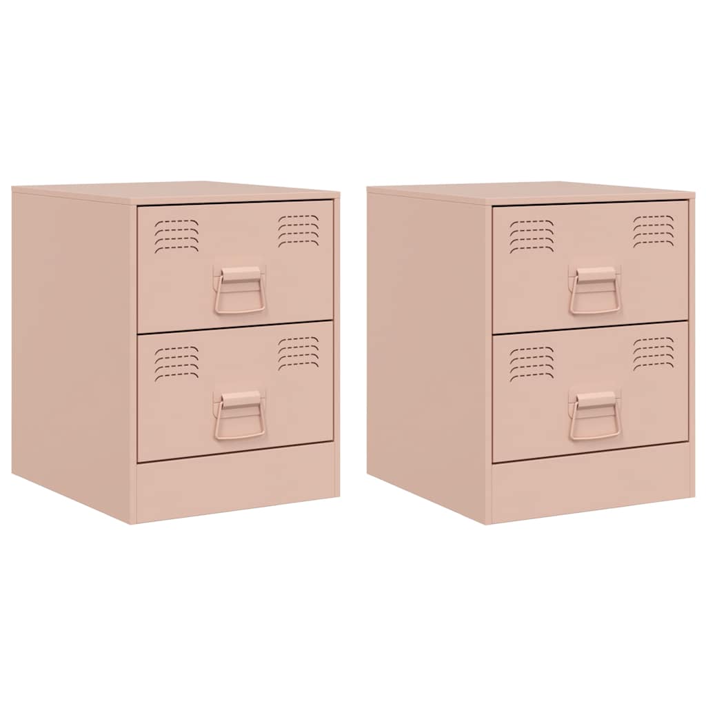Bedside Cabinets 2 pcs Pink 34,5x39x44 cm Steel