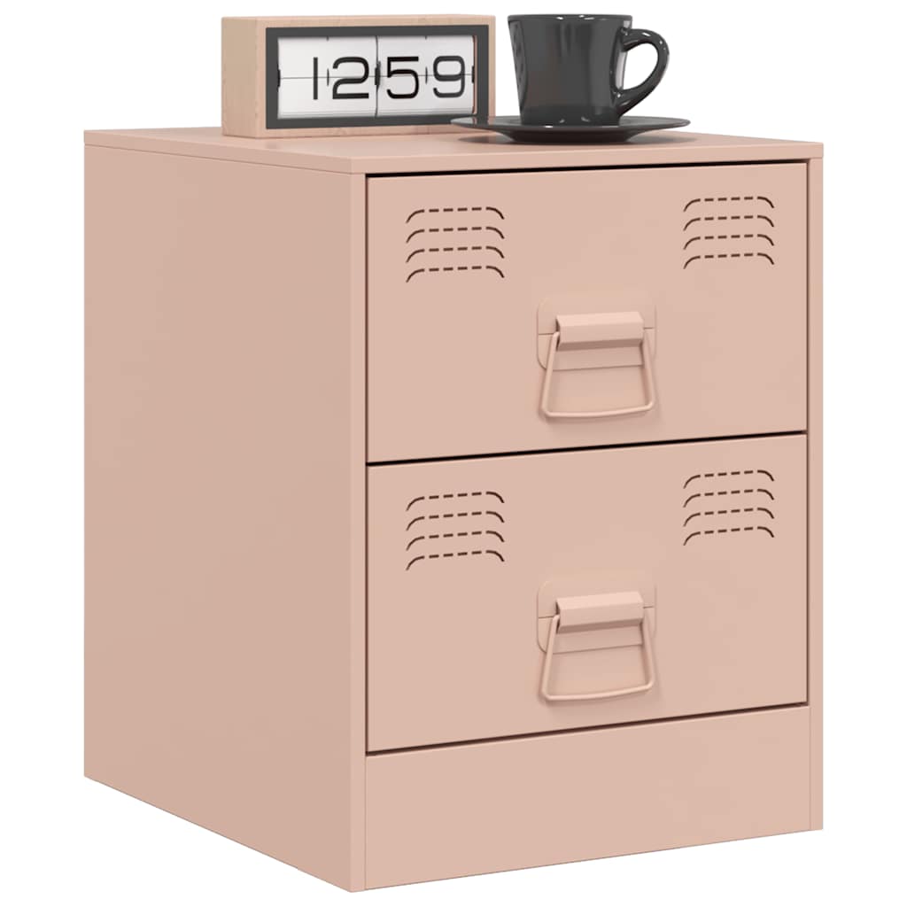 Bedside Cabinets 2 pcs Pink 34,5x39x44 cm Steel