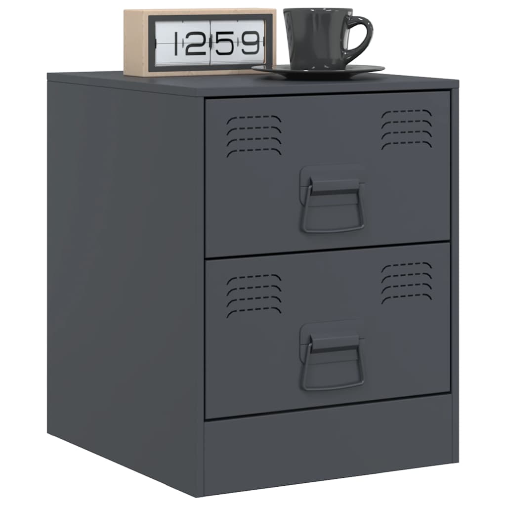 Bedside Cabinets 2 pcs Anthracite 34,5x39x44 cm Steel