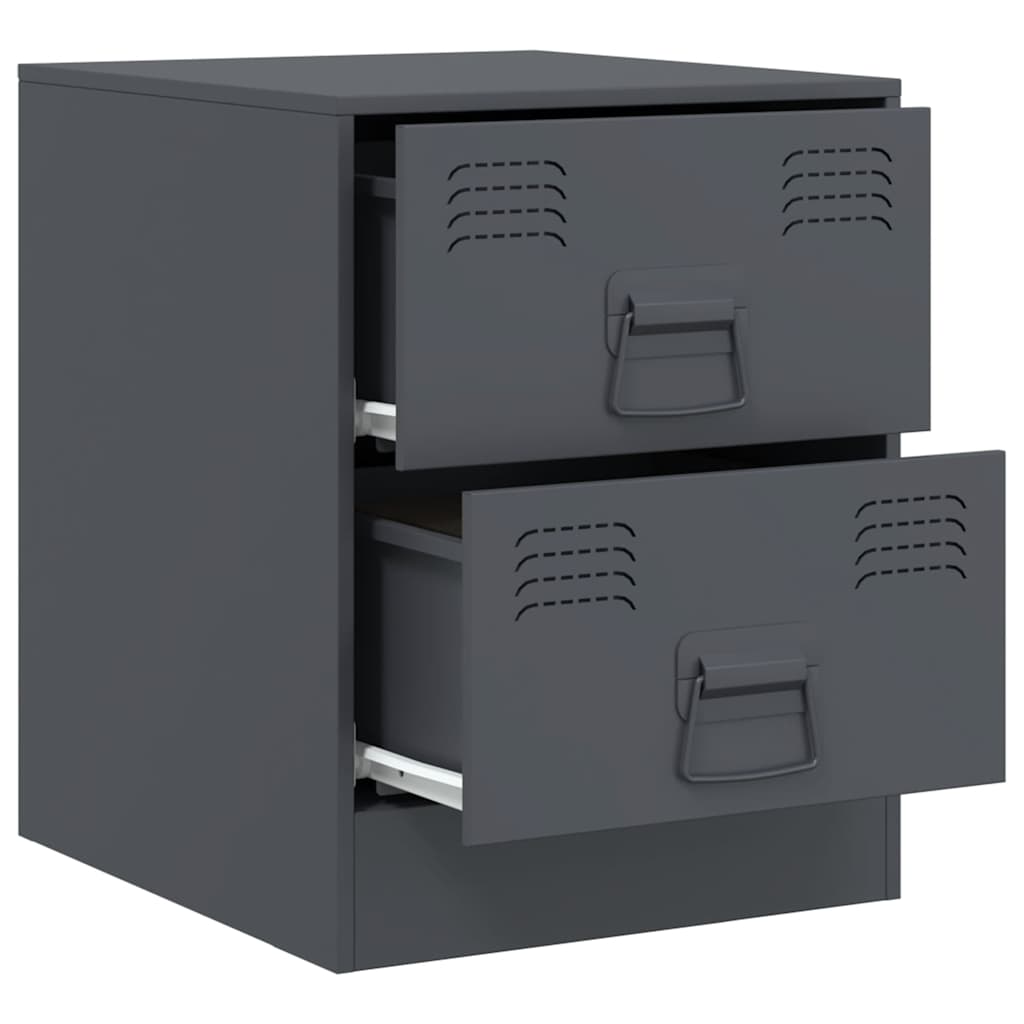 Bedside Cabinets 2 pcs Anthracite 34,5x39x44 cm Steel