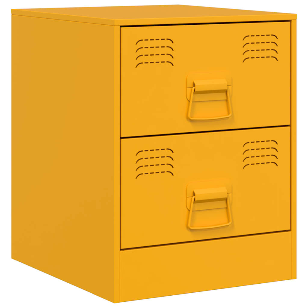 vidaXL Bedside Cabinet Yellow 34.5x39x44 cm Steel