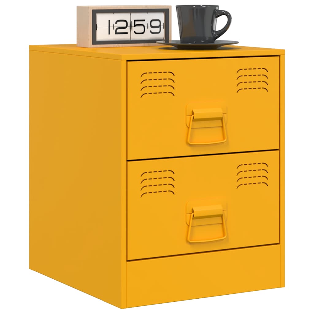 vidaXL Bedside Cabinet Yellow 34.5x39x44 cm Steel