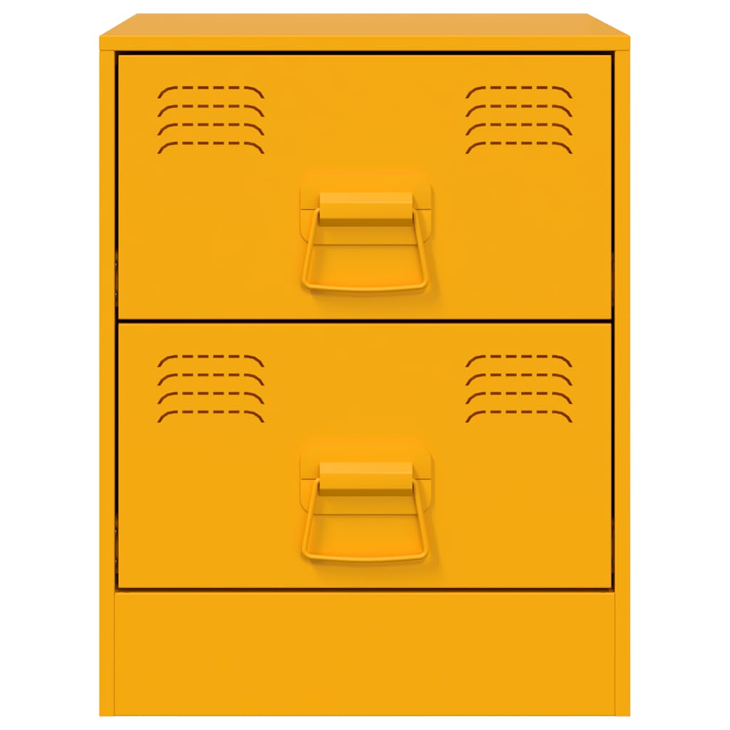 vidaXL Bedside Cabinet Yellow 34.5x39x44 cm Steel